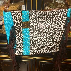 LV Up-Cycled Turquoise Brown Purse